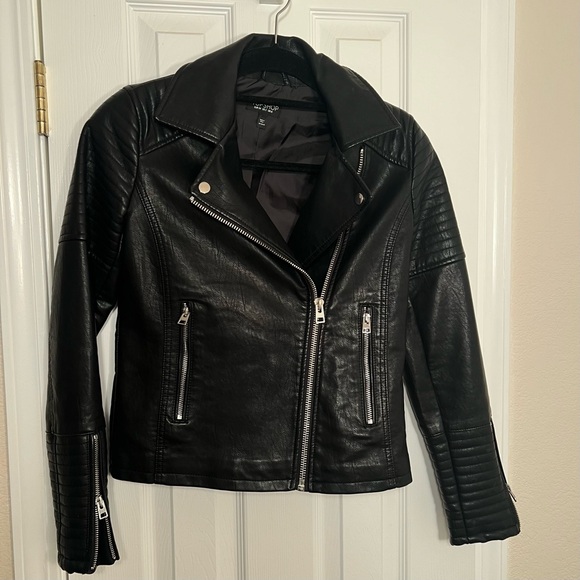 Topshop, Vegan leather biker jacket, women’s size US2 - Picture 1 of 8